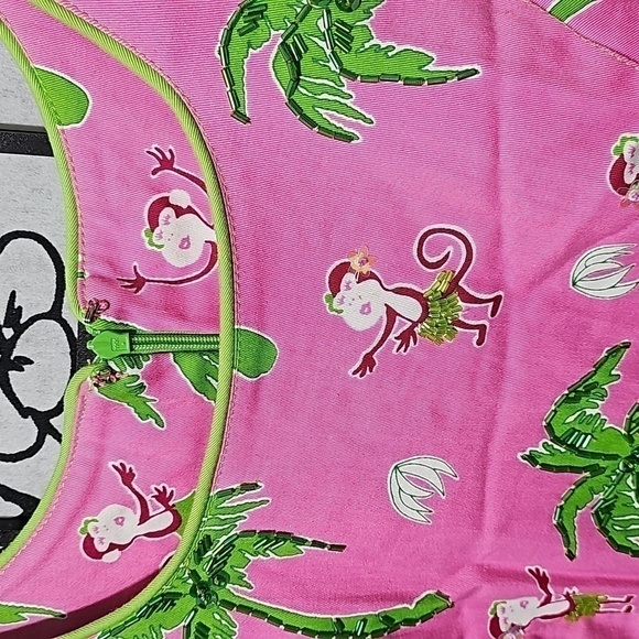 Vanity Collection Dancing Monkey Palm Tree Shift Dress Size Small - Picture 3 of 7